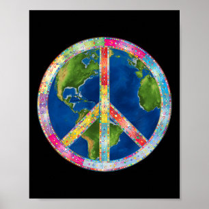 Póster Signo Retro de Paz de la Libertad Hippie 60s 70s S