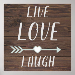 Póster Signo Rústico de Live Love Laugh
