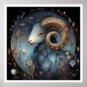 Póster Signo zodiacal Aries Astrología Celeste