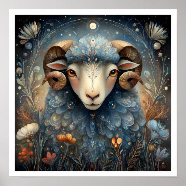 Póster Signo zodiacal Aries Astrología Celestial (Frente)