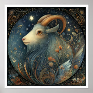 Póster Signo zodiacal Capricornio Astrología Celeste