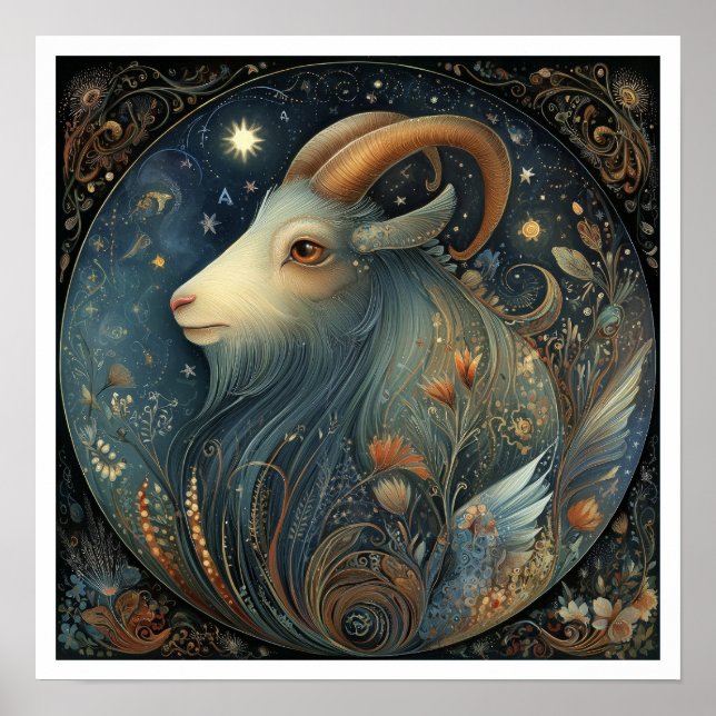 Póster Signo zodiacal Capricornio Astrología Celeste (Frente)