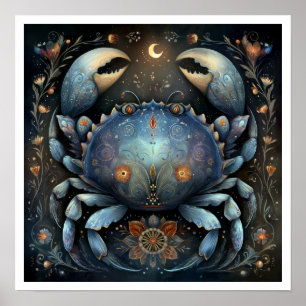 Póster Signo zodiacal de Cáncer Astrología Celeste