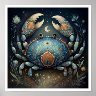 Póster Signo zodiacal de Cáncer Astrología Celeste