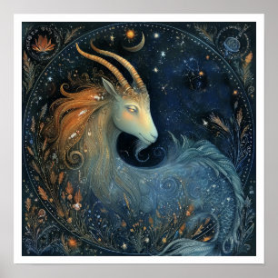 Póster Signo zodiacal de Capricornio Astrología Celeste