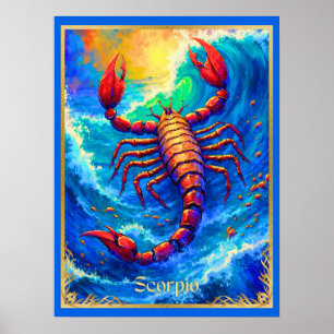 Póster Signo zodiacal Escorpio emergiendo de aguas profun