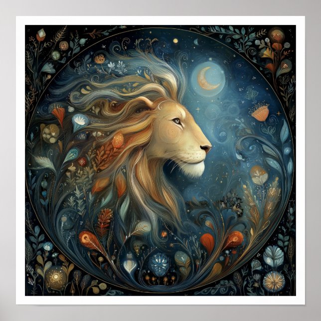 Póster Signo zodiacal Leo Astrología Celestial (Frente)