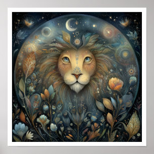 Póster Signo zodiacal Leo Astrología Celestial