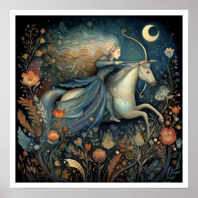 Póster Signo zodiacal Sagitario Astrología Celeste (Frente)
