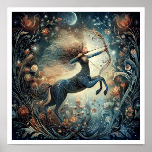 Póster Signo zodiacal Sagitario Astrología Celeste