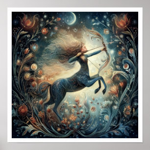 Póster Signo zodiacal Sagitario Astrología Celeste