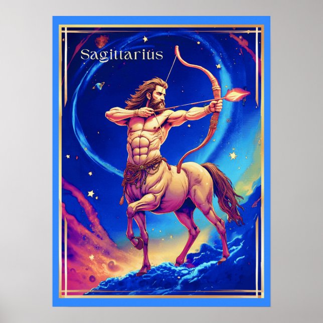Póster Signo zodiacal Sagitario como el Arquero Celeste (Frente)