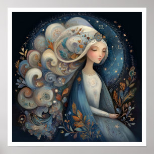 Póster Signo zodiacal Virgo Astrología Celestial