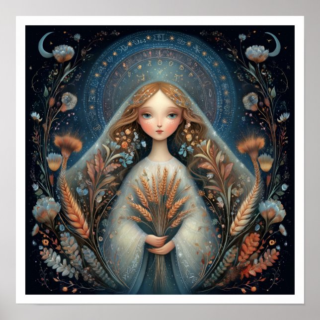 Póster Signo zodiacal Virgo Astrología Celestial (Frente)