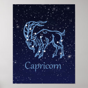 Póster Signo zodiacal y constelación de Capricornio