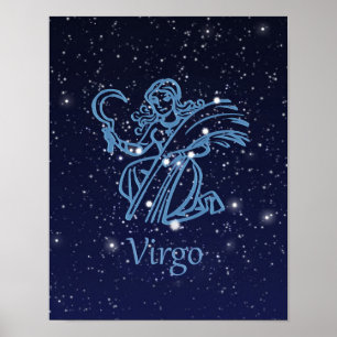 Póster Signo zodiacal y constelación de Virgo