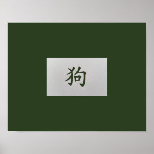 Póster Signo zodiaco chino Perro verde