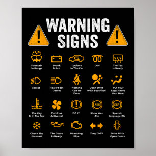 Póster Signos de advertencia de conducción divertidos 101