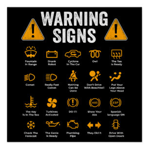 Póster Signos de advertencia de conducción divertidos 101