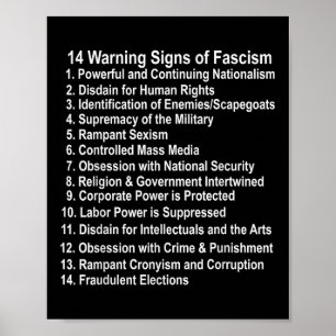 Póster Signos De Aviso De Fascismo Contra Trump Se Oponen