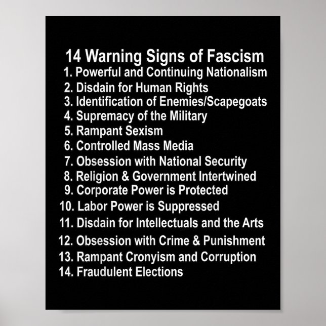 Póster Signos De Aviso De Fascismo Contra Trump Se Oponen (Frente)