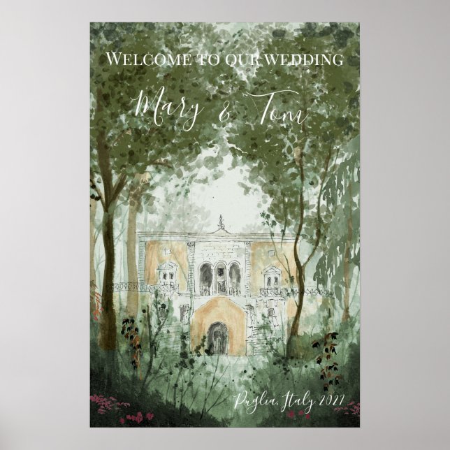 Póster Signos de bienvenida de boda Sueños de Castillo (Frente)