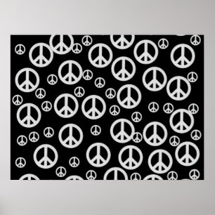 Póster Signos de la paz blancos y negros