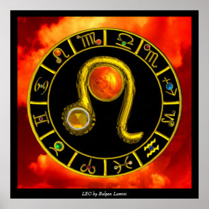 Póster Signos del Zodiaco LEO Carta de Astrología