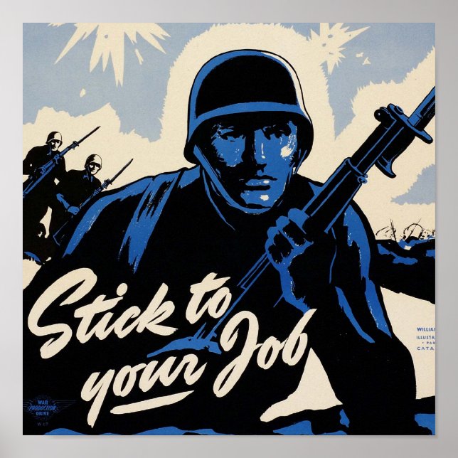 Póster ¡Sigue con el trabajo! Guerreros estadounidenses e (Frente)