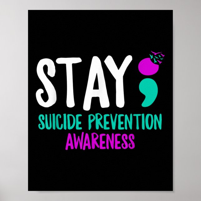 Póster Sigue con Semicolón de Prevención del Suicidio (Frente)