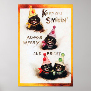 Póster Sigue en Smilin, gato negro, Louis Wain