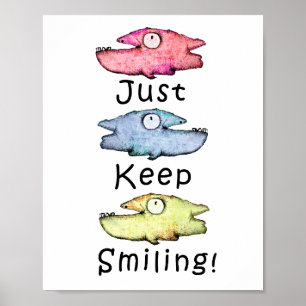 Póster ¡Sigue sonriendo! Peces dentudos coloridos