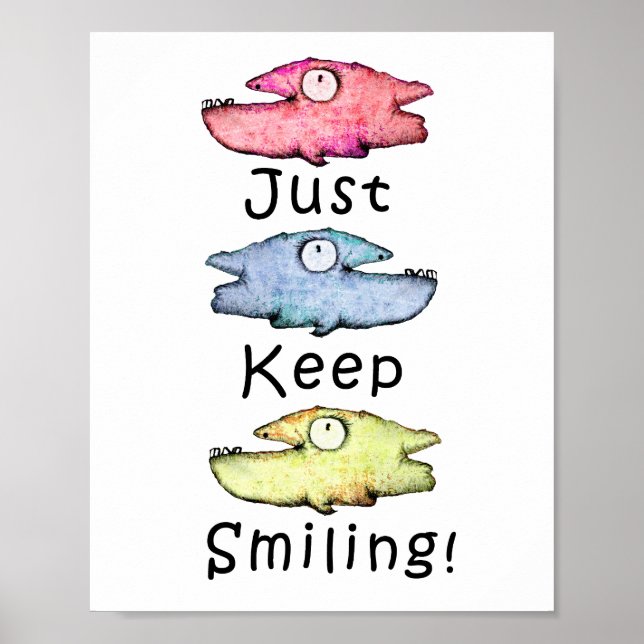 Póster ¡Sigue sonriendo! Peces dentudos coloridos (Frente)