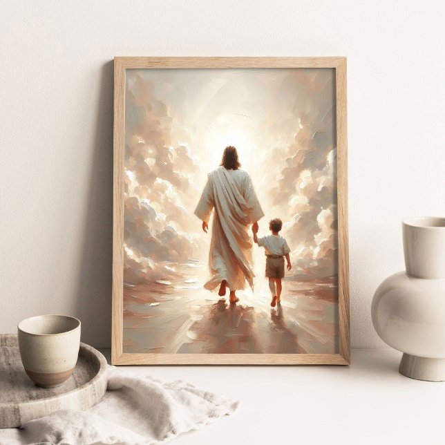 Póster Siguiéndolo, Pintura Cristiana, Jesús y Niño (Subido por el creador)