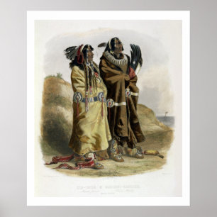 Póster Sih-Chida y Mahchsi-Karehde, indios mandaríes, pla