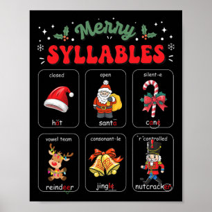 Póster Sílaba Alegre Navidad Fonética Maestra Lectura Hol