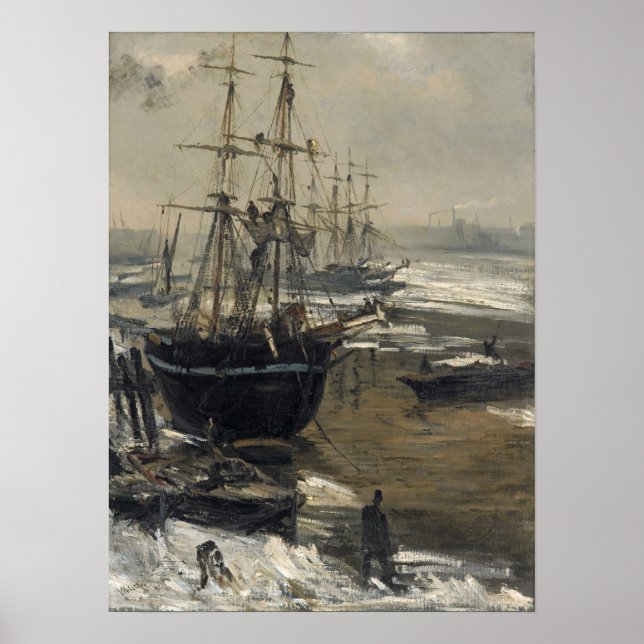 Póster Silbador - El Támesis en hielo (Frente)