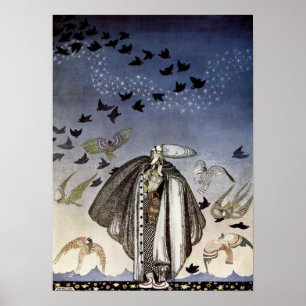 Póster Silbato de soldado y rebaño de aves