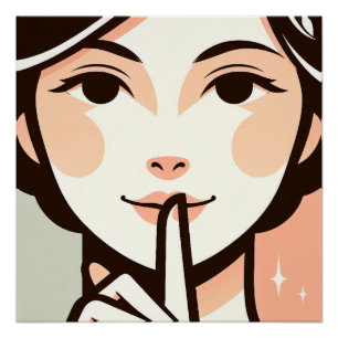 Póster Silencio elegante - Ilustracion de mujer Minimalis