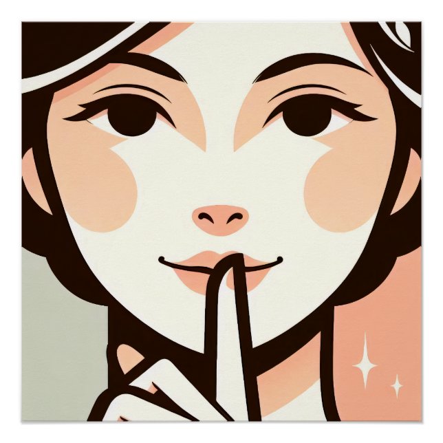 Póster Silencio elegante - Ilustracion de mujer Minimalis (Anverso)