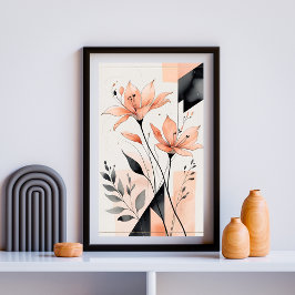 Póster Silencio Floral Geométrico