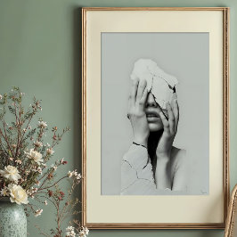 Póster Silencio fragmentado - Retrato surrealista raquead