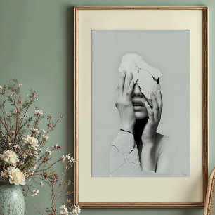 Póster Silencio fragmentado - Retrato surrealista raquead