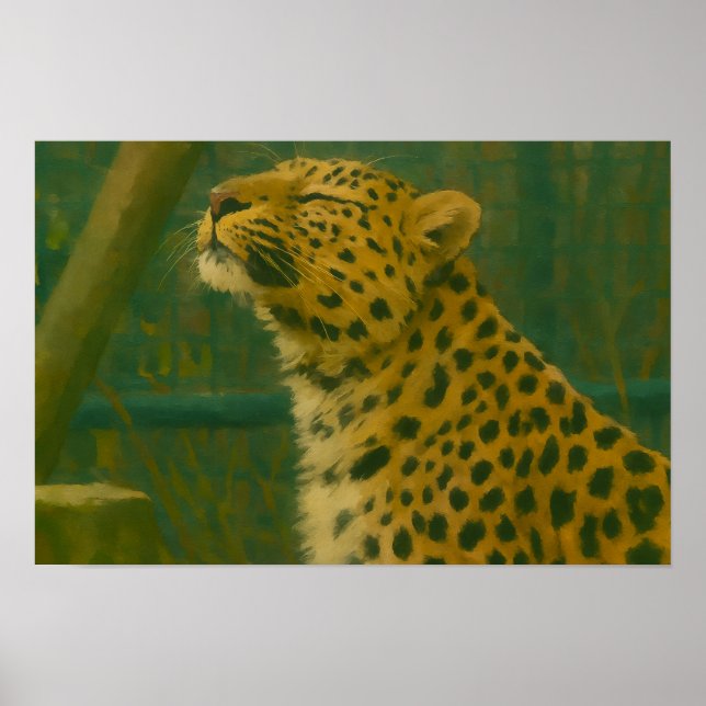 Póster Silencio iluminado por el sol - Leopardo en paro (Frente)