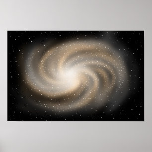 Póster Silencio infinito. Galaxia dorada suspendida en el
