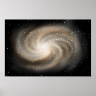 Póster Silencio infinito. Galaxia dorada suspendida en el