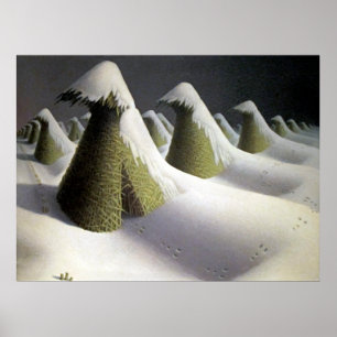 Póster Silencio Invernal de Grant Wood, Campos Atemporale