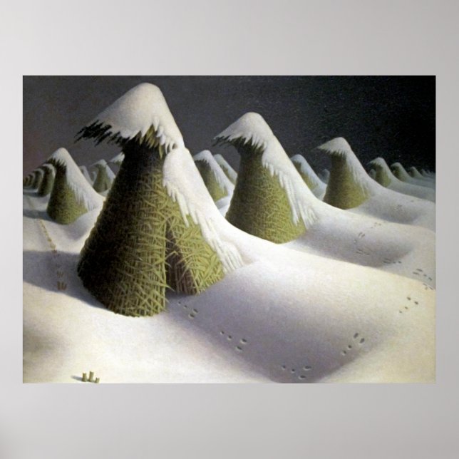 Póster Silencio Invernal de Grant Wood, Campos Atemporale (Frente)