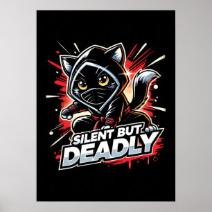 Póster Silencio pero mortal - Gracioso Gato Ninja