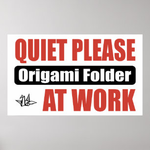 Póster Silencio Por Favor Carpeta Origami En El Trabajo